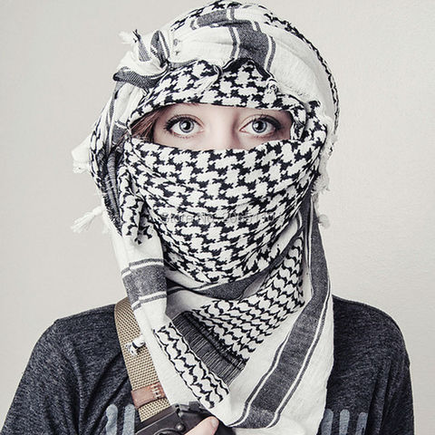 Military Arab Keffiyeh Shemagh Scarf Cotton Winter Shawl Neck Warmer Cover Head Wrap Windproof Tactical Camping Scarf Men Women ► Photo 1/6