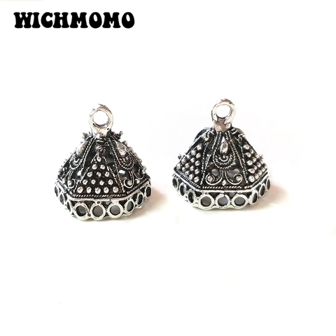 New 4pcs/bag 20mm Retro Zinc Alloy Silver Polygon Bell Shape Beads Tassels End Cap Charms Pendants for DIY Jewelry Accessories ► Photo 1/5