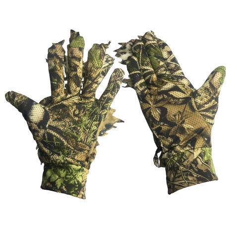 Camo Gloves polyester Full Finger for Fishing Hunting Cycling CS Sports Gloves for Tactical Shooting Camo 3D Leaves Bionic ► Photo 1/6