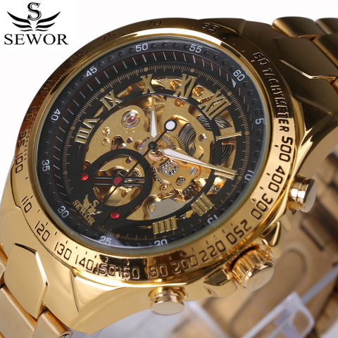 Luxury Brand sports Business Men Wrist Watches Automatic Mechanical Gold Watch Military stainless steel Skeleton Watches reloj ► Photo 1/6