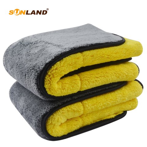Sinland 1000gsm Plush Microfiber Car Towel Car Cleaning Dying Towel Double Side High Quality Super Absorbent 40cmx60cm 2 pack ► Photo 1/6