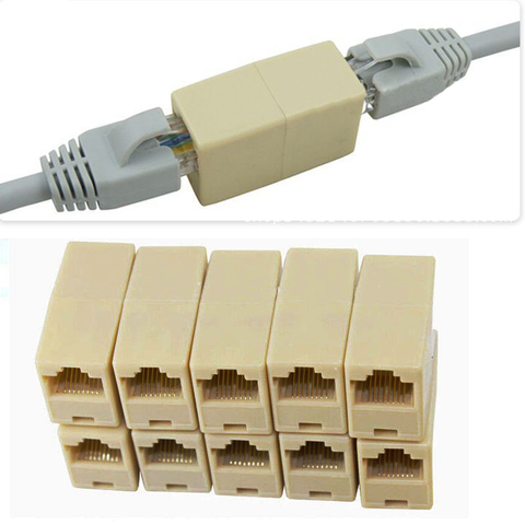 High Quality 10pcs RJ45 CAT5 Coupler Plug Network LAN Cable Extender Connector Adapter New Rated 4.9 ► Photo 1/6