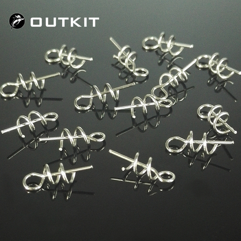 OUTKIT 50Pcs Spring Lock Pins Stainless Steel Soft Bait Lure Spring Lock Pin Crank Hook Connector Fixed Latch Fishing Tackles ► Photo 1/4