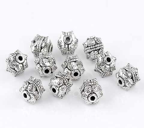 Doreen Box hot-  Charm Beads Pettern Carved Silver Color 11x10mm,20PCs (B22203) ► Photo 1/3