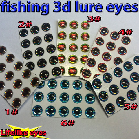 2015 new arrivals!!! fishing 3d lure eyes artificial fly eyes 6 kinds of mixed loading 1#+2#+3#+4#+5#+6#=1200pcs/lot ► Photo 1/1