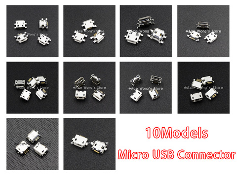 10Models,100pcs total Micro USB 5Pin jack tail sockect, Micro USB Connector port sockect for samsung Lenovo Huawei ZTE HTC ect ► Photo 1/6