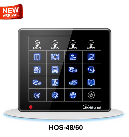 Fresh new smart home touch panel switch load 4 gang and main control 48/60 group lights with RS485 communication - HOS48/60 ► Photo 1/6