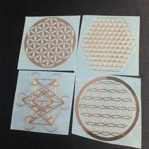 4 Pieces / Set of Flower of Life New Metal Energy Decoration Sticker Mobile Phone Case Back Sticker Cup Sticker ► Photo 1/6