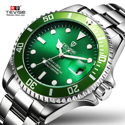 TEVISE Green Watch Men Automatic Mechanical Anti-Scratch Rotatable Outer Ring Waterproof Luminous Mens Watches Top Brand Luxury ► Photo 1/6