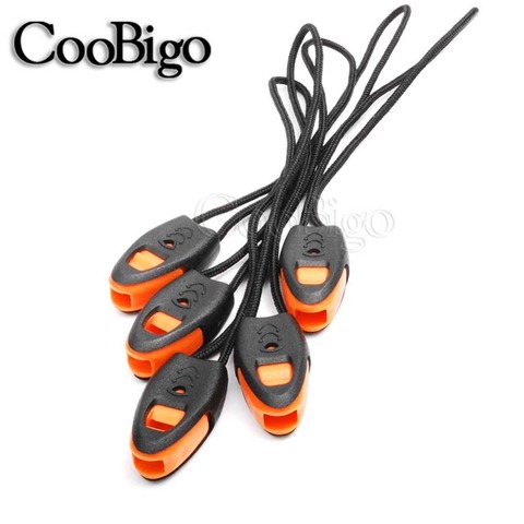 5pcs With Rope Emergency Whistle Zipper Pull Cord Lock Ends Paracord Knife Lanyard Outdoor Survival Fishing Travel Kits ► Photo 1/5