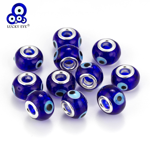 Lucky Eye Blue Evil Eye Glass Beads Big Hole Spacer Beads For Necklace Bracelet Jewelry Making Accessories EY6138 ► Photo 1/6