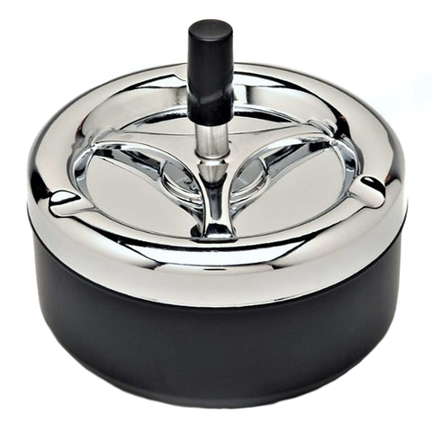 NOCM-Round Push Down Cigarette Ashtray with Spinning Tray, Black ► Photo 1/6
