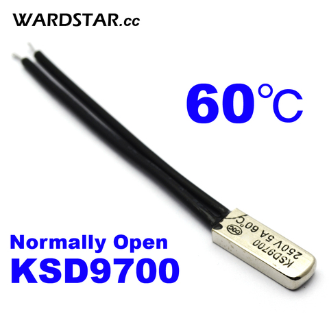 5pcs/lot KSD9700 5A250V 60 Degree Celsius (N.O.) Normally Open Temperature Switch Thermostat Thermal Protector ► Photo 1/2