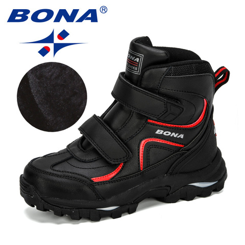 BONA  New Style Winter Boys Boots Children Shoes For Kids Sneakers Leather Boots Plush Warm Flat Ankle Boots Comfortable ► Photo 1/6