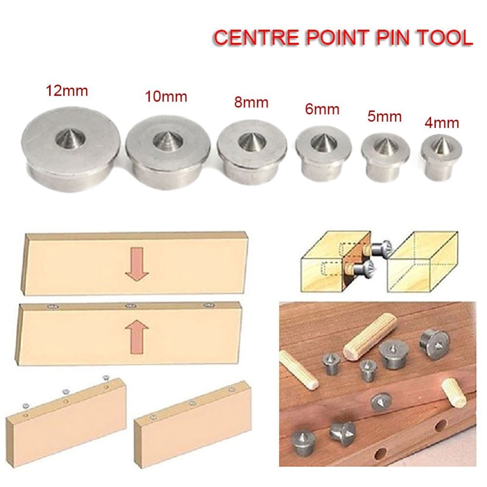 8Pc Dowel Drill Centre Points Pin Wood Tenon Drill Hole 6-12mm Woodworking 