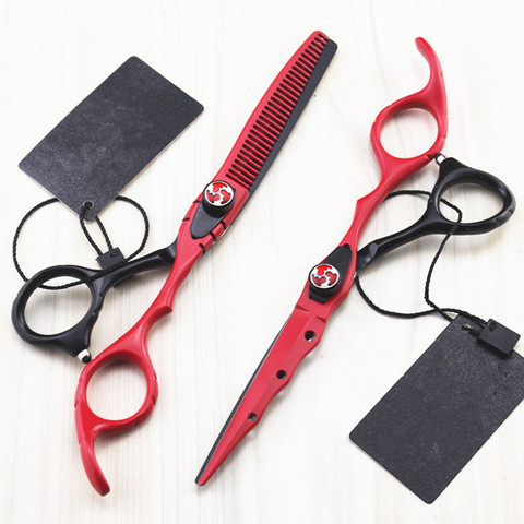 professional Japan 440c 6 '' red hair cutting scissors haircut thinning barber makas cut haircutting shears Hairdresser scissors ► Photo 1/6