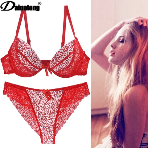 DaiNaFang ABC Cup Sexy Bras Set Womens Bras and Panties Sets Cotton Refreshing Lingerie Ladies Lace Red Underwear ► Photo 1/6