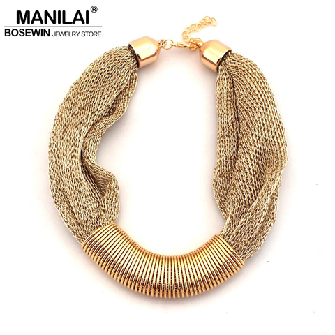 MANILAI Fashion Women Charm Choker Necklace Chunky Collar Rope Chain Statement Necklaces Wholesale gift  Hot Sale Design ► Photo 1/6