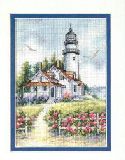 top quality lovely counted cross stitch kit Scenic Lighthouse beautiful house Dimensions 65057 ► Photo 1/2