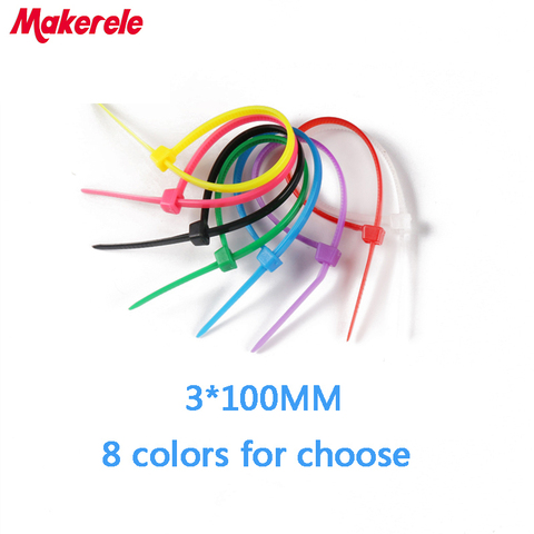 Free shipping 3*100 mm Colorful nylon cable ties cable wire tie plastic tie zip ties 100PCS/Bag and 8 colors for choose ► Photo 1/6