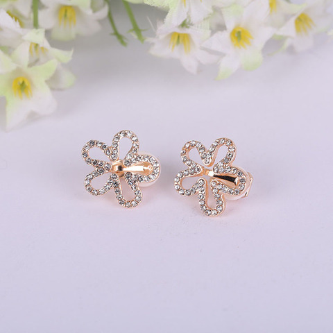 JIOFREE Korea Style Five petals Shape Rhinestone Clip on Earrings Without Piercing for Girls Party Cute Lovely No Hole Ear Clip ► Photo 1/6
