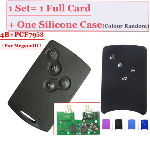 Replacment (1 pcs ) 4 Button Smart Card with pcf7953 433mhz for Renault  Clio Smart Card With Free Protect Silicone Case ► Photo 1/4
