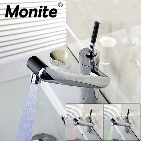 Monite LED rotate faucet water Bathroom Faucet Kitchen Swivel Faucet Hot And Cold Mixer Taps basin Sink Faucet ► Photo 1/6