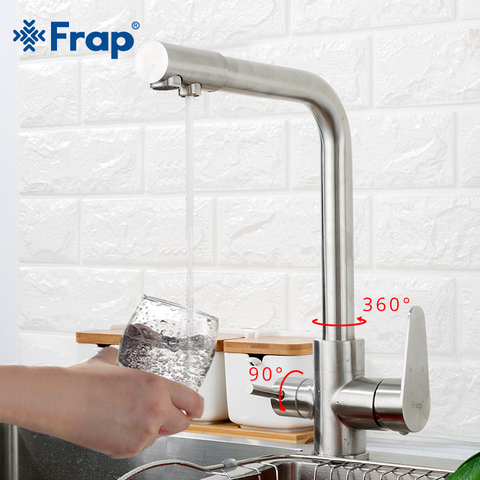 Frap kitchen faucet with filtered water 304 stainless steel mixer drinking faucet Kitchen sink tap torneira para cozinha F4348 ► Photo 1/6