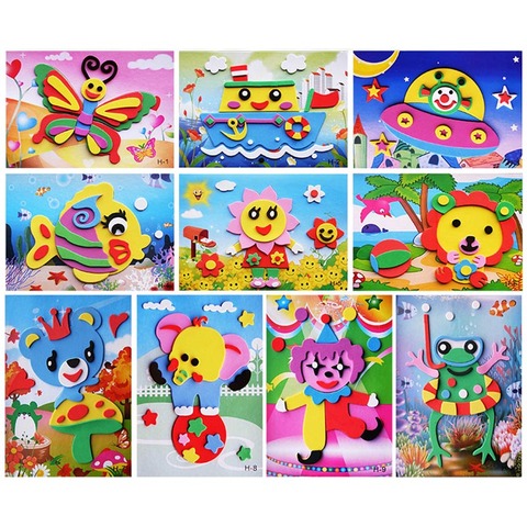 10 designs/lot DIY Cartoon 3D EVA Foam Sticker Puzzle Series Kids Multi-patterns Styles Toys for Children Birthday Gift ► Photo 1/6