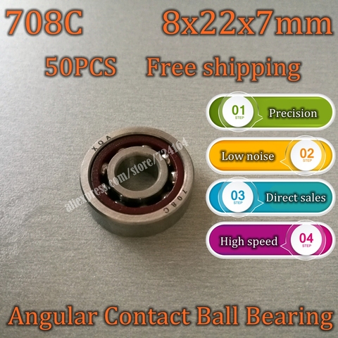 Free Shipping 8mm Spindle Angular Contact Ball Bearing 8x22x7mm  Miniature Ball Bearings ABEC-5 708 708C 708AC 8x22x7 MC BEARING ► Photo 1/6