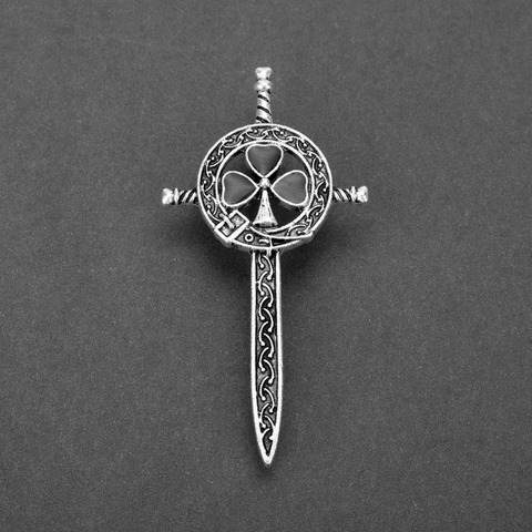 MQCHUN Vintage Thistle Celtics Knot Kilt Pin Brooch TV Jewelry Outlander Scottish Thistle Cross Sword Brooch Women Men ► Photo 1/6