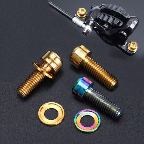 1 Pcs Bicycle M6x20mm Disc Brake Caliper Bolts Titanium Screws With Washer Gasket Bicycle Accessories ► Photo 1/6