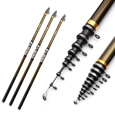 Superhard portable rock fishing rod  2.7 3.6 4.5 5.4 6.3m carbon telescopic spinning fishing rod sea rods feeder fly pole ► Photo 1/6