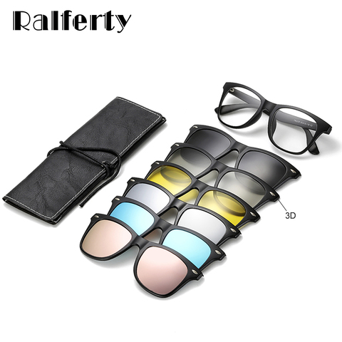 Ralferty Magnetic Sunglasses Women Clip On Sunglass Men Polarized UV400 High Quality TR90 3D Night Vision Prescription Glasses ► Photo 1/6