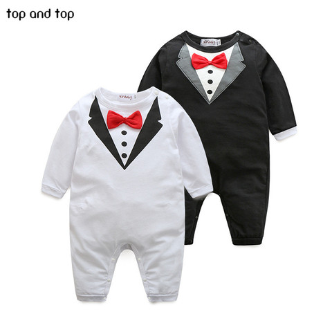 New pure cotton Baby Clothing Bow tie design Baby Rompers Infantil babi boy jumpsuit Newborn Babies Rompers ► Photo 1/6