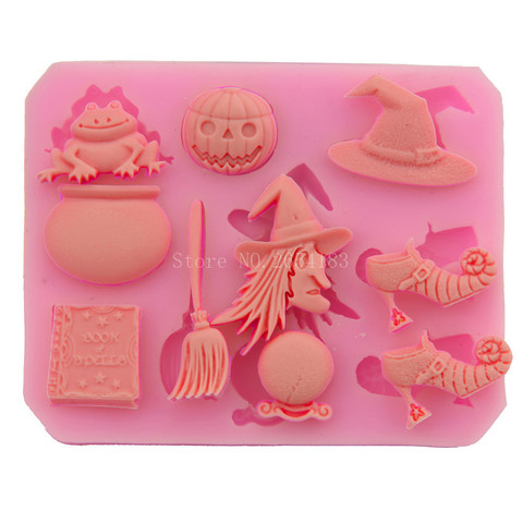 Halloween Broom Pumpkin Frog Witch Silicone Fondant Soap 3D Cake Mold Cupcake Candy Chocolate Decoration Baking Tool FQ2793 ► Photo 1/6
