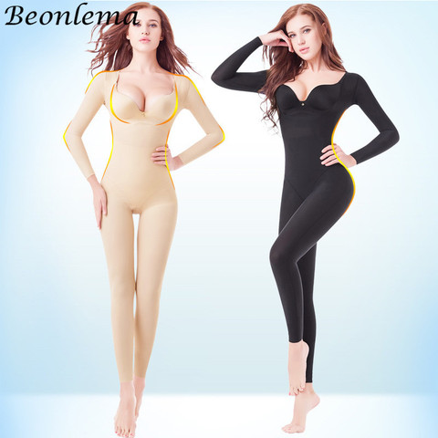 Beonlema Body Shaping Full Cover Bodysuit Seamless Slimming Shapewear Long Sleeve Stretchy Shaper  Women Belly Modeling S-2XL ► Photo 1/6