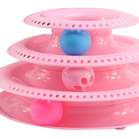 Pets Interactive Toys Cats Three-tier Turntable Pet Intellectual Track Tower Funny Cat Toy Plate 3 Balls 4 Balls ► Photo 1/1