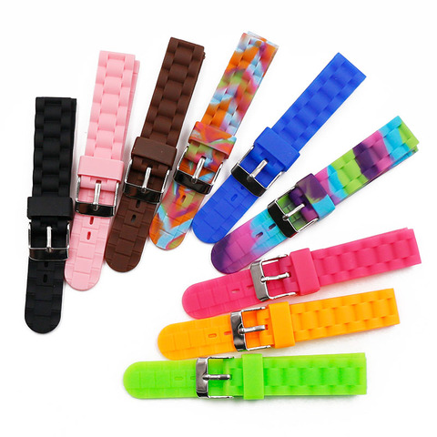 Ladies and children's silicone strap 16mm pin buckle watch accessories sports waterproof rubber strap watch band ► Photo 1/6
