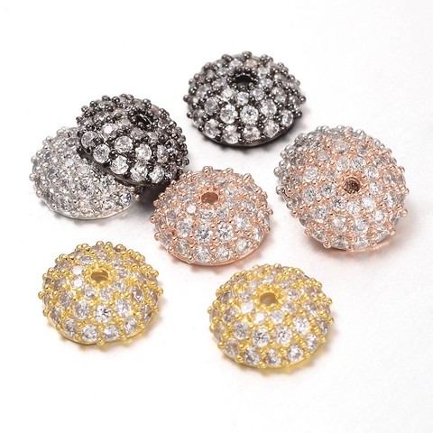 20pcs Apetalous Half Round/Dome Brass Micro Pave Cubic Zirconia Bead Caps DIY Jewelry Making Crafts Supplies Mixed Color 8/11mm ► Photo 1/5