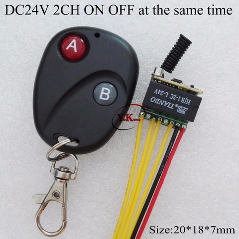 DC24V 2CH Micro Relay Remote Switch Mini Contact RF Wireless 24v 2CH ON OFF at the same time 433MHZ 2A Relay DPDT Receiver ASK ► Photo 1/4