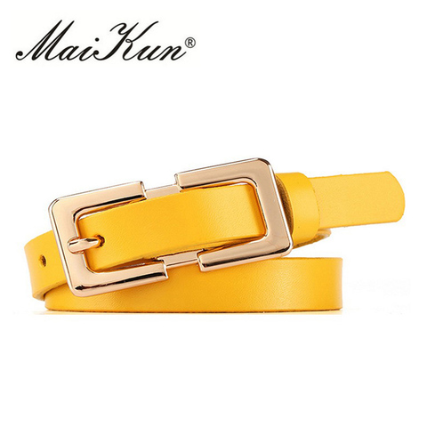 MaiKun Designer belt Female Belt Original Leather Belts For Women Golden Metal Pin Buckle Belt ► Photo 1/6