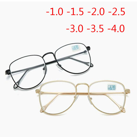-1 -1.5 -2 -2.5 -3 -3.5 -4 Finished Myopia Glasses Women Men Metal Frame Shortsighted Eyewear Reading Spectacles +50 +75 +100 ► Photo 1/5