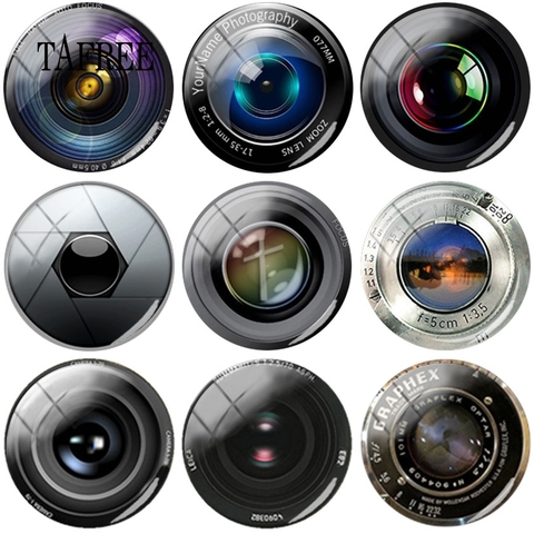 TAFREE Camera Lens Art Photo 25 MM Round Shape Flatback Camo DIY Glass Cabochon Dome Charms For Keychain Necklace ► Photo 1/5