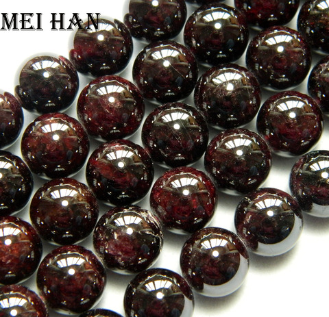 wholesale (1 strand) natural charms 11-12mm Red garnet pomegranate round loose beads stone for jewelry making ► Photo 1/2