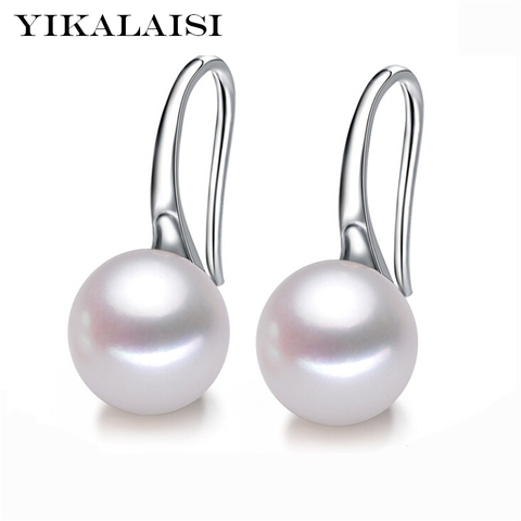 YIKALAISI 925 Sterling Silver Natural Freshwater oblate Pearl Fashion Earrings Jewelry For Women 8-9mm Pearl Earrings 4 Colour ► Photo 1/6