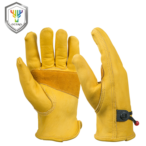 OZERO New Men's Work Driver Gloves Cowhide Leather Security Protection Wear Safety Working Welding Warm Gloves For Men 0003 ► Photo 1/6