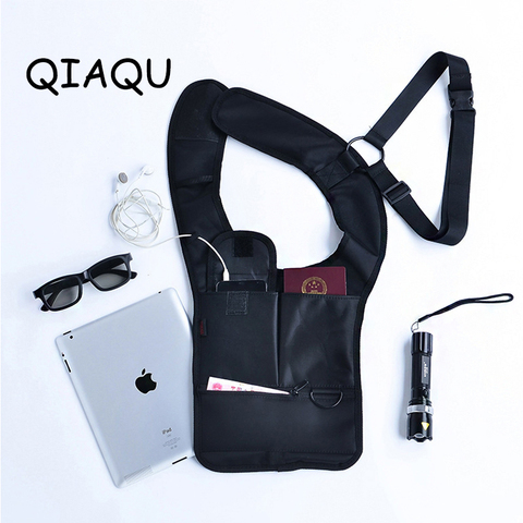 QIAQU Armpit Strap Hidden Shoulder Bag Anti-Theft Multi Pockets Adjustable Security Holster Travel secret service agent Backpack ► Photo 1/6