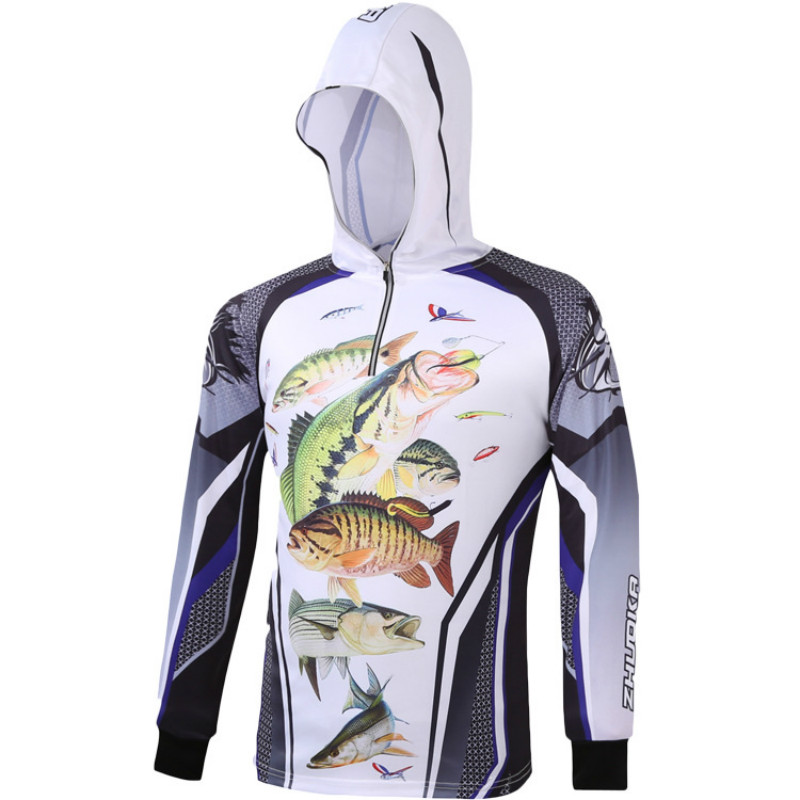 Fishing Clothing Hooded Printing Fishing Clothes Sunscreen Breathable Quick Dry 