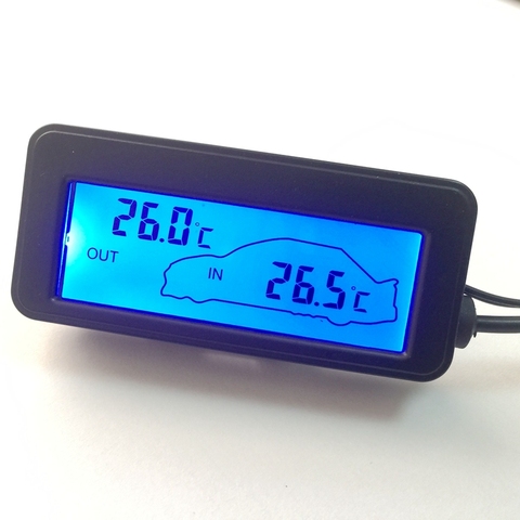 LCD Car Digital Thermometer 12V Vehicles Inside Outside Mini Temperature Meter Car Termometro Monitor 1.5M Cable Sensor With Box ► Photo 1/6